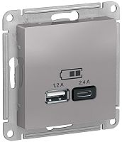 Розетка USB тип A+С без рамки Systeme Electric AtlasDesign 2-м. 2400мА алюминий картинка